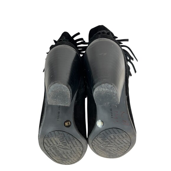 Gianni Bini Fringed Black Suede Ankle Booties Size 6.5 Western Boho Cowgirl - Picture 9 of 11